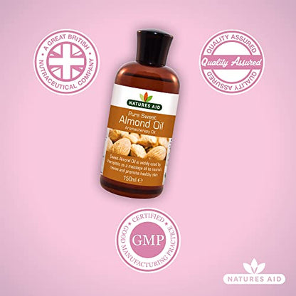 Natures Aid Almond Oil, Pure, Sweet Almond Oil, Massage Oil, Suited to Dry, Sensitive Skin natures aidBuy Supplements Australia