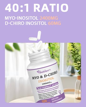 13-in-1 Myo Inositol & D-Chiro Inositol for Women PCOS,Hormonal Balance,2460mg-40:1 Ratio,Ovarian Health&Cycle Support Supplement Plus Alpha Lipoic Acid/Folate/Vitex/Magnesium/Multivitamin,120 Veg Cap Bebien fitBuy Supplements Australia