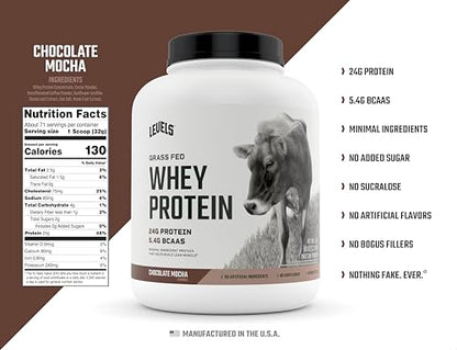 Levels Grass Fed 100% Whey Protein, No Hormones, Chocolate Mocha, 5LB Levels NutritionBuy Supplements Australia