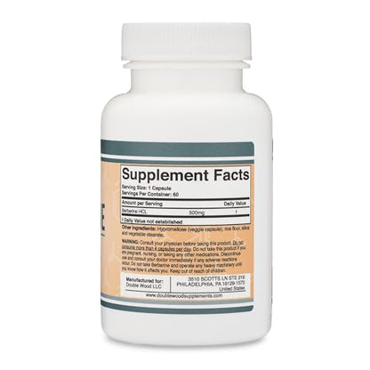Berberine Supplement 500mg, 60 Capsules (Third Party Tested, Manufactured in The USA Double Wood SupplementsBuy Supplements Australia