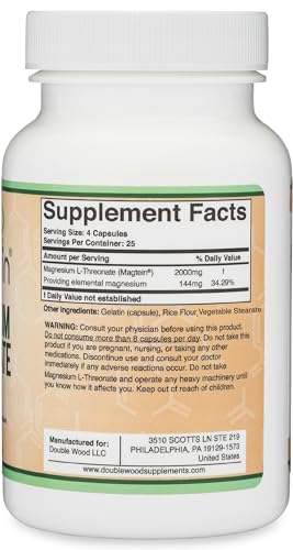 Magnesium L Threonate Capsules (Magtein) – High Absorption Supplement – Bioavailable Double Wood SupplementsBuy Supplements Australia
