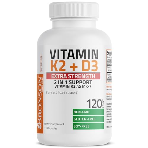 Bronson Vitamin K2 (MK7) with D3 Extra Strength Supplement Bone and Heart Health Non BronsonBuy Supplements Australia