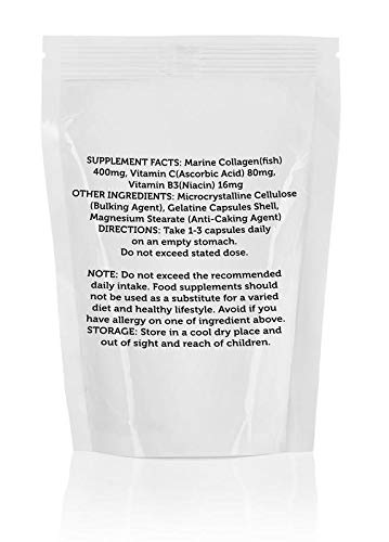 Marine Collagen 400mg Complex with Vitamin B3 and Vitamin C x30 Capsules Pills UK Nutrition Healthy MoodBuy Supplements Australia