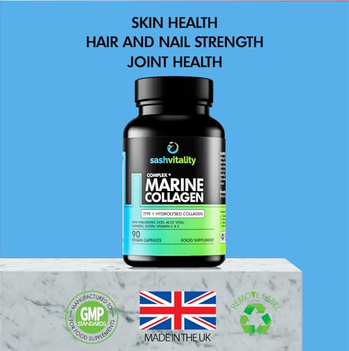 Marine Collagen Supplements - 90 Capsules with Vitamin C, Vitamin E, Hyaluronic Acid, Aloe Vera, Turmeric SASH VitalityBuy Supplements Australia