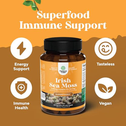 Organic Irish SeaMoss Capsules - Sea Moss and Bladderwrack Capsules with Burdock Natures CraftBuy Supplements Australia