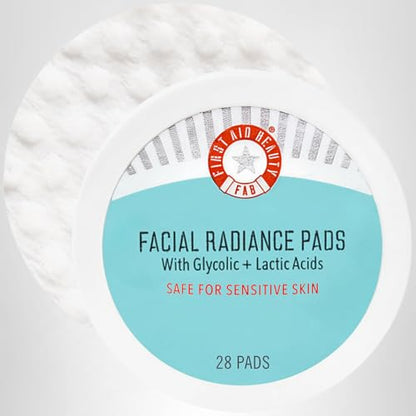 First Aid Beauty - Facial Radiance Pads with Glycolic & Lactic Acids, Daily Exfoliating Pads