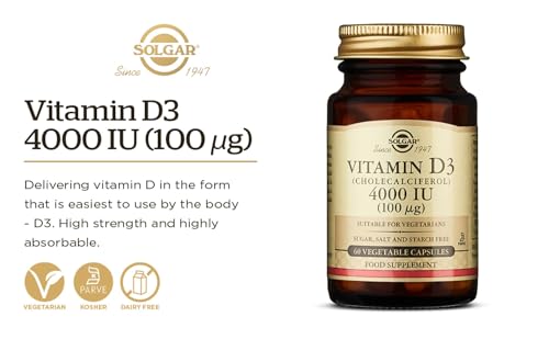 Solgar Vitamin D3 4000 IU (100 µg) Vegetable Capsules - Pack of 60 - Cholecalciferol SOLGARBuy Supplements Australia