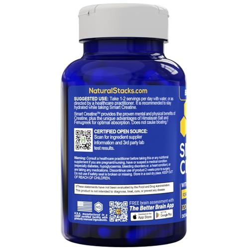 Creatine Monohydrate - 2500mg Creatine Pills - 450mg Fenugreek Extract & 250mg Himalayan Pink Salt - Supports Brain Health, Endurance & Muscle Building - Advanced Absorption Formula - 120 Capsules NATURAL STACKSBuy Supplements Australia