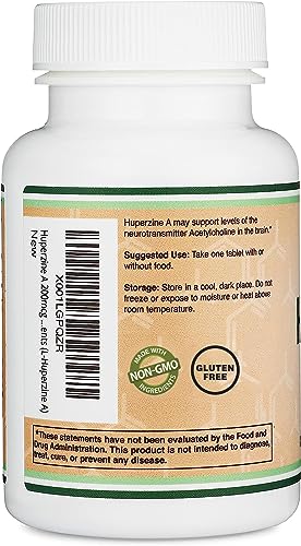 Huperzine A 200mcg (Third Party Tested) Manufactured in The USA, 120 Tablets, Brain Double Wood SupplementsBuy Supplements Australia
