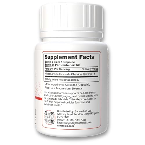 Sanare Lab NAD+ Supplement with Nicotinamide Riboside (NR) 300 mg | Cellular Energy & Metabolism Support | 60 Capsules Sanare LabBuy Supplements Australia