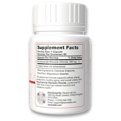 Sanare Lab NAD+ Supplement with Nicotinamide Riboside (NR) 300 mg | Cellular Energy & Metabolism Support | 60 Capsules Sanare LabBuy Supplements Australia