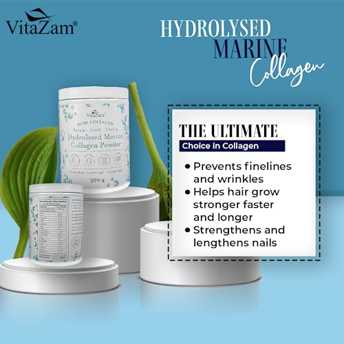 Vitazam Pure Marine Collagen Powder - 100% Hydrolysed Collagen Peptides for Hair Skin and Nails VitaZamBuy Supplements Australia
