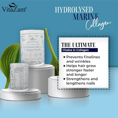 Vitazam Pure Marine Collagen Powder - 100% Hydrolysed Collagen Peptides for Hair Skin and Nails VitaZamBuy Supplements Australia