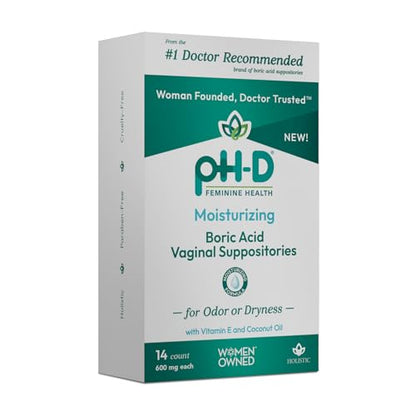 pH-D Feminine Health - Boric Acid Moisturizing Suppository - Woman Owned - for Vaginal Odor