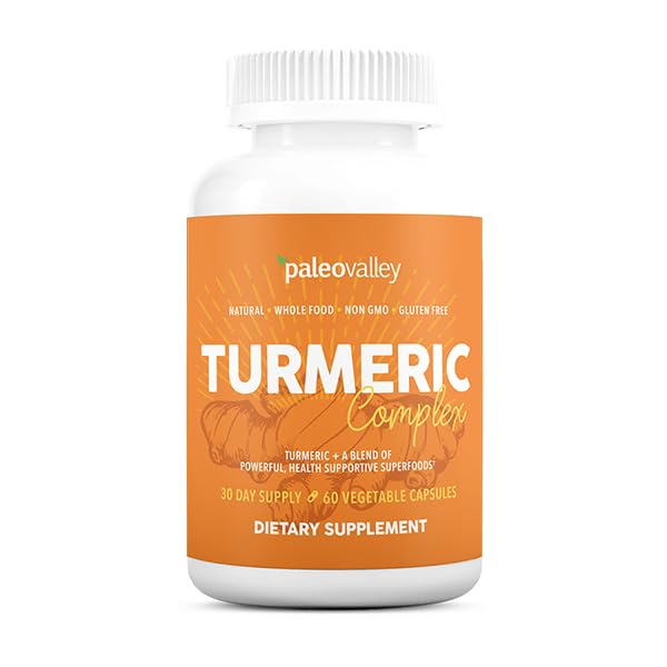 Paleovalley - Organic Turmeric Complex - Full Spectrum Organic Turmeric with Health-Supportive Superfoods - 56 Vegetarian Capsules - Support Joints, Immunity, Brain and Heart Health PaleovalleyBuy Supplements Australia