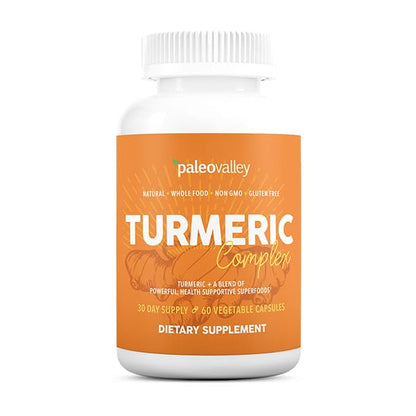 Paleovalley - Organic Turmeric Complex - Full Spectrum Organic Turmeric with Health-Supportive Superfoods - 56 Vegetarian Capsules - Support Joints, Immunity, Brain and Heart Health PaleovalleyBuy Supplements Australia