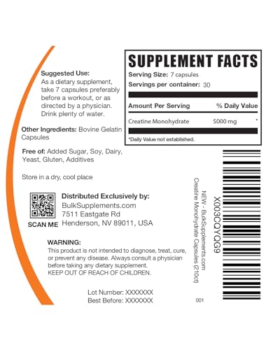 BULKSUPPLEMENTS.COM Creatine Monohydrate Capsules - Micronized Creatine Monohy BULKSUPPLEMENTS.COMBuy Supplements Australia