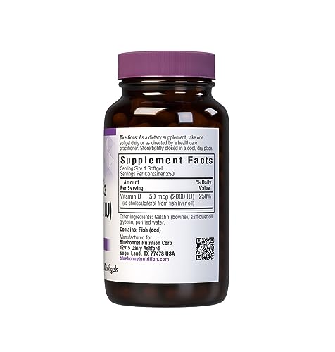 Bluebonnet Nutrition Vitamin D3 2000 IU50 mcg High Potency Immune Support BluebonnetBuy Supplements Australia