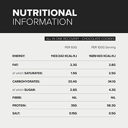 Bulk All in One Recovery, Protein Shake, Chocolate Cookies, 1 kg, Packaging May Vary BulkBuy Supplements Australia