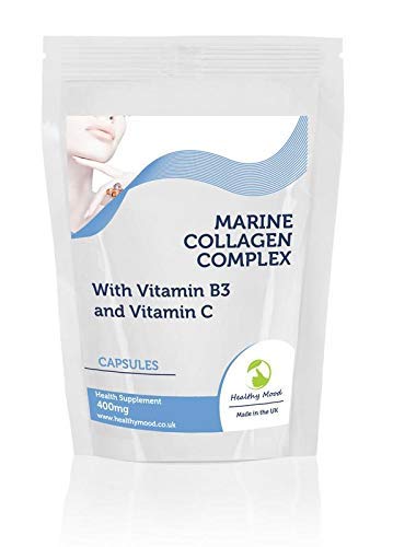 Marine Collagen 400mg Complex with Vitamin B3 and Vitamin C x30 Capsules Pills UK Nutrition Healthy MoodBuy Supplements Australia