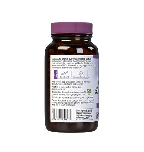 Bluebonnet Nutrition Vitamin D3 2000 IU50 mcg High Potency Immune Support BluebonnetBuy Supplements Australia