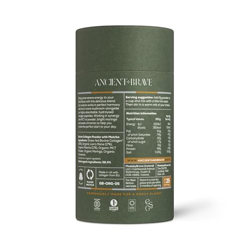Ancient + Brave Matcha + Collagen 150g Tub - Lion's Mane Mushroom Powder Supplement Ancient + BraveBuy Supplements Australia