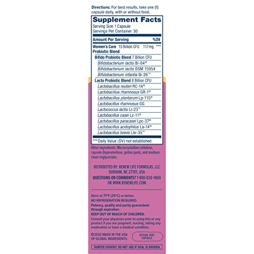 Renew Life Women's Probiotic Capsules, Supports pH Balance for Women, Vaginal, Urinary Renew LifeBuy Supplements Australia