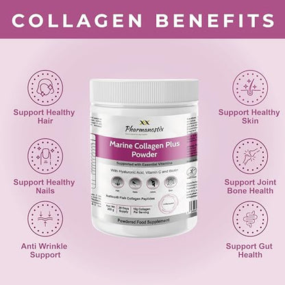 Pharmanostix Hydrolysed Marine Collagen Plus Powder 300g - 10,000mg Collagen with Hyaluronic Acid PharmanostixBuy Supplements Australia