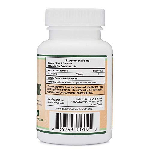 L-Theanine Supplement 200mg, 120 Capsules (Soy Free, Gluten Free, Non-GMO Double Wood SupplementsBuy Supplements Australia
