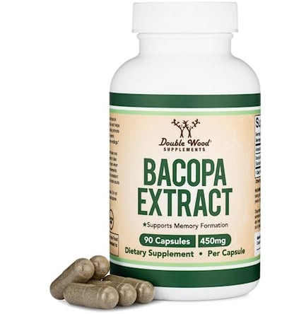 Bacopa Monnieri Capsules 20% Bacosides 450mg, 90 Count (Manufactured in USA Double Wood SupplementsBuy Supplements Australia