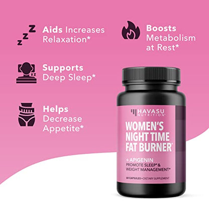 Night Time Fat Burner for Women | Weight Loss and Sleep Support Blend With Apigenin HAVASU NUTRITIONBuy Supplements Australia