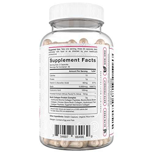 PUREFINITY Collagen Peptides for Women – Type I, II, III, V & X with Biotin & Hyaluronic Acid, Supports Healthy Skin, Bones, Hair & Nails – Non-GMO, Grass-Fed (90 Capsules, 1 Month Supply) PUREFINITYBuy Supplements Australia