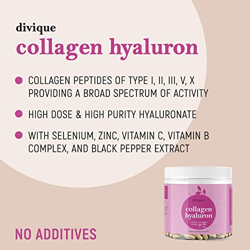 Collagen Capsules Divique Collagen Hyaluron 1500mg Collagen Peptides Type 1, 2, 3, 5, 10 DiviqueBuy Supplements Australia