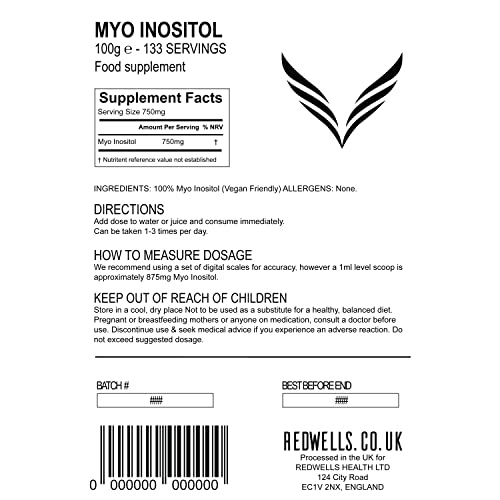 Myo Inositol Powder REDWELLS PCOS & Fertility GMO Free Vegan - 100g Pack REDWELLSBuy Supplements Australia
