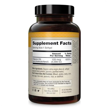 NatureWise Vitamin D3 5000iu (125 mcg) Healthy Muscle Function, and Immune Support NatureWiseBuy Supplements Australia