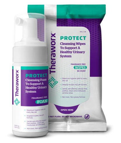 Theraworx Protect U-Pak 60-Ct Wipes & Hygiene Foam 3.4 oz for Urinary Health (Pack of 1) THERAWORX PROTECTBuy Supplements Australia