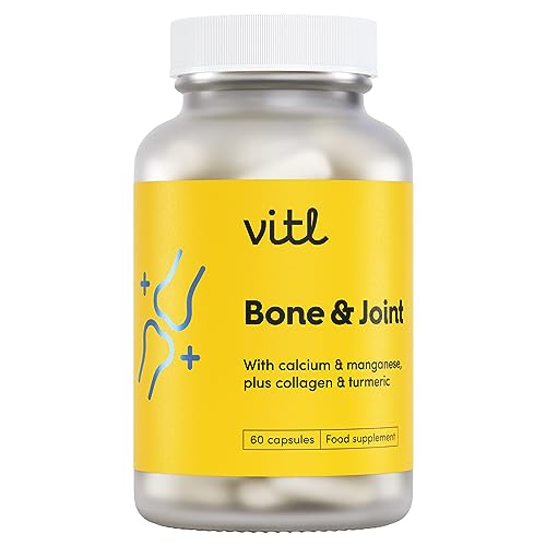 Vitl Bone & Joint Supplement - 60 Capsules - with Calcium, Manganese, Hydrolysed Type II Collagen & Turmeric - Maintenance for Joints, Bones VITLBuy Supplements Australia