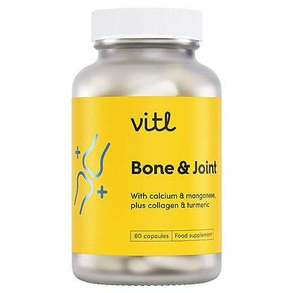 Vitl Bone & Joint Supplement - 60 Capsules - with Calcium, Manganese, Hydrolysed Type II Collagen & Turmeric - Maintenance for Joints, Bones VITLBuy Supplements Australia