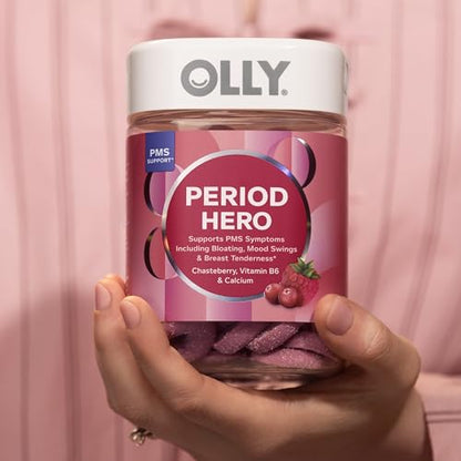 OLLY Period Hero Gummies, PMS Support Supplement,* Chasteberry, Vitamin B6, Calcium, Cran-Raspberry Flavor, 30 Day Supply - 60 Count OLLYBuy Supplements Australia