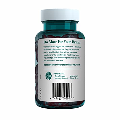 NEURIVA Plus Decaffeinated Nootropic Brain Supplement for Memory, Focus & Concentration & Cognitive Function, Clinically Tested NeuroFactor, Phosphatidylserine, Vitamins B6 B12,50ct Strawberry Gummies NEURIVABuy Supplements Australia