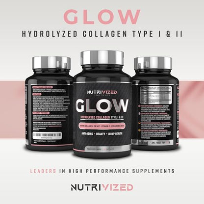 Nutrivized Glow Hydrolysed Type 1&3 Collagen with Premium Pure C8 MCT Oil - Vitamin C & Hyaluronic Acid NutrivizedBuy Supplements Australia