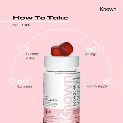 Marine Collagen Gummies by Known Nutrition with Vitamin C | 60 One-a-Day 500mg Hydrolysed Marine Collagen Gummies KnownBuy Supplements Australia