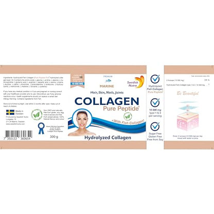 Swedish Nutra Powder Marine Collagen - Pack of 300g, 30 Day Supply | Minimize Fine Lines, Wrinkles & Improve Skin Elasticity | High Absorption Rate Swedish NutraBuy Supplements Australia