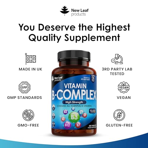 Vitamin B Complex - 365 Small Tablets (One Year Supply) High Strength All 8 B Vitamins NEW LEAF PRODUCTSBuy Supplements Australia