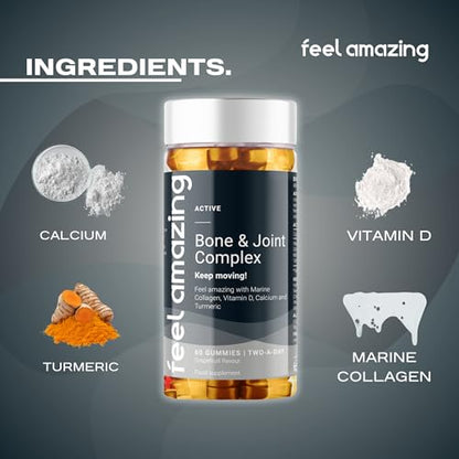 Feel Amazing Bone & Joint Complex Gummies - with Calcium, Vitamin D3 & Marine Collagen - 60 Grapefruit-Flavored Gummies - 30-Day Supply (1) Feel AmazingBuy Supplements Australia