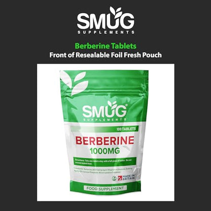SMUG Supplements Berberine Tablets - 100 High Strength 1000mg Pills - Can Promote SMUG SupplementsBuy Supplements Australia