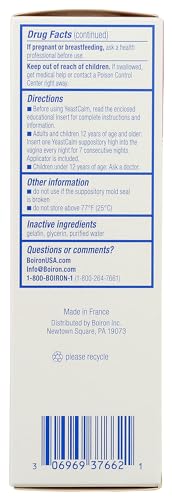 Boiron YeastCalm Homeopathic Suppositories for Yeast Infections, Burning, Discharge BoironBuy Supplements Australia