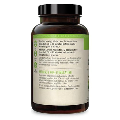 Naturewise Garcinia Cambogia with Pure Garcinia Cambogia Extract, 60% HCA Concentrati NatureWiseBuy Supplements Australia
