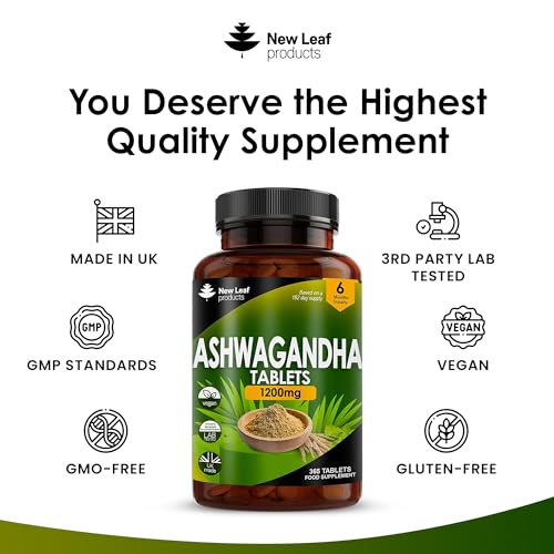 Ashwagandha 1200mg - 365 Vegan Tablets Pure High Strength Ashwagandha Root NEW LEAF PRODUCTSBuy Supplements Australia