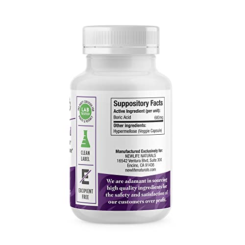 NewLife Naturals Boric Acid Suppositories for Women - 600mg NewLife NaturalsBuy Supplements Australia